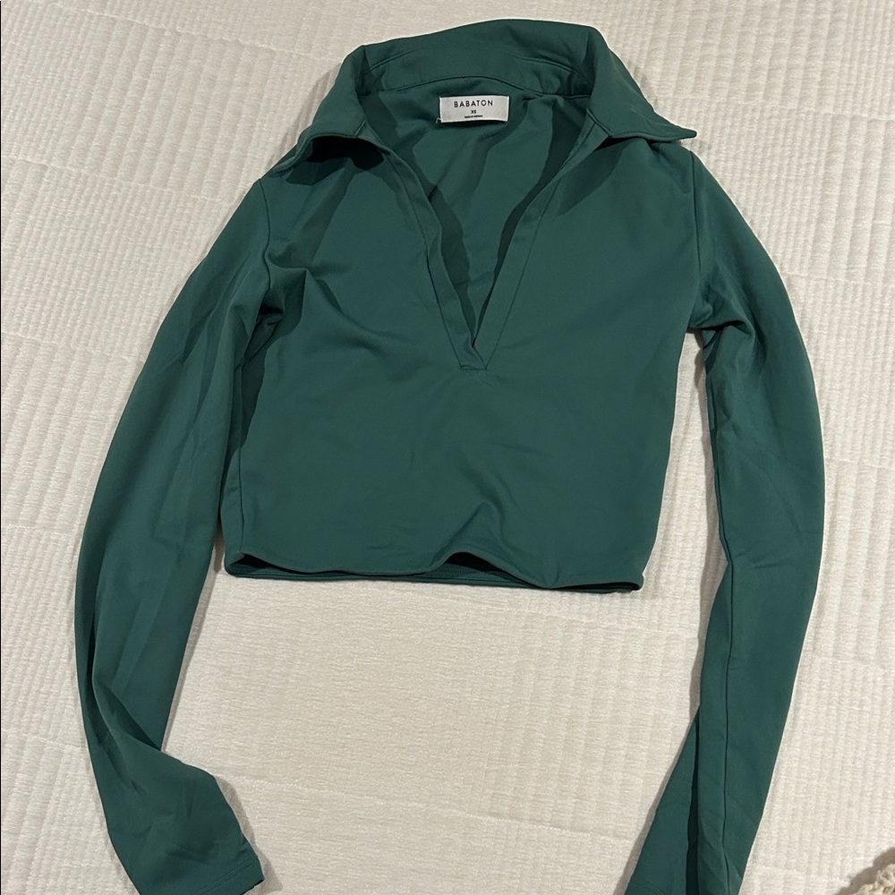 Green babaton long sleep crop top
